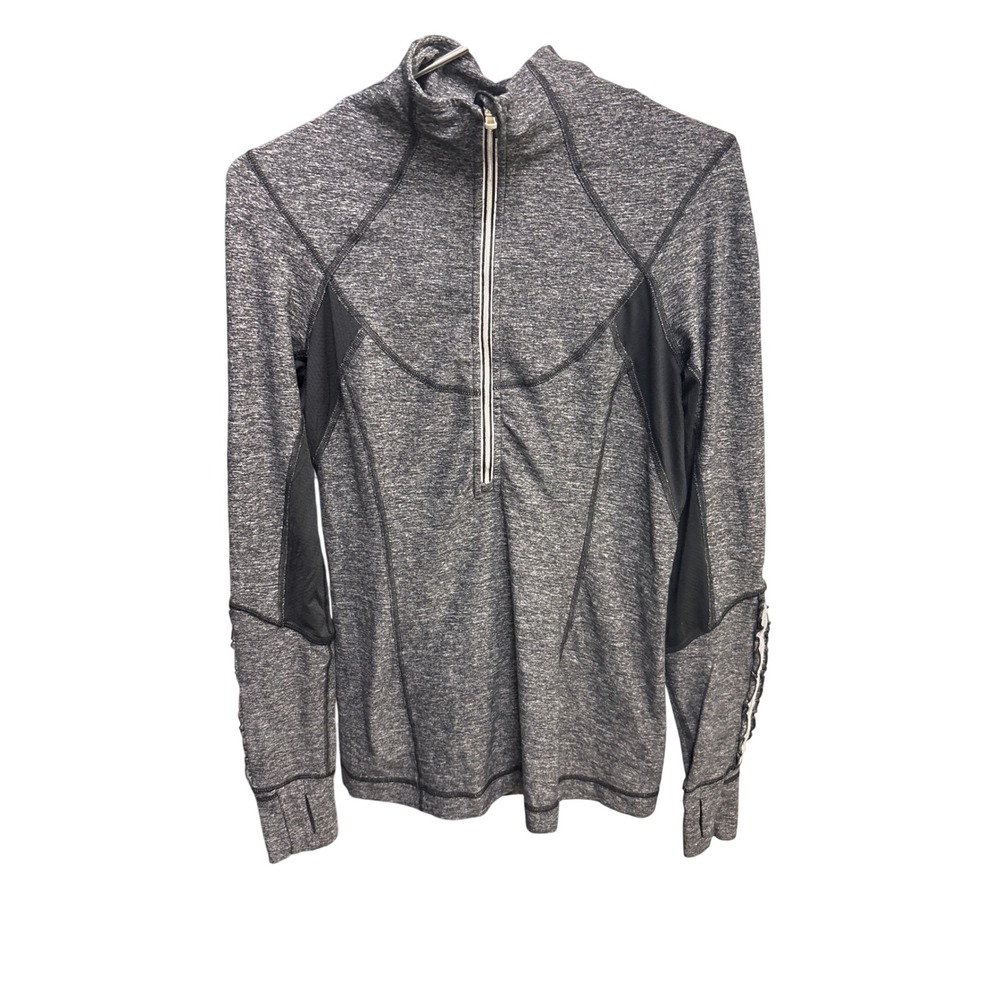 Lululemon Gray Heathered Half Zip Pullover Long Sleeve Thumbholes Size 8